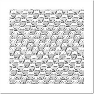 Cute cat pattern, black and white Posters and Art